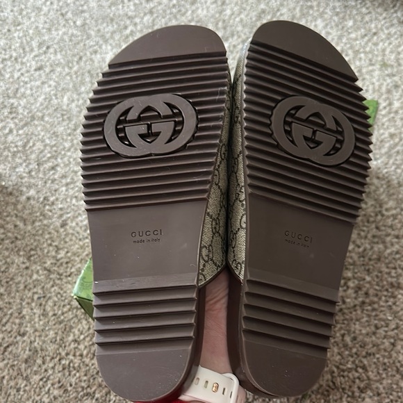 Beige Canvas Mules with Gold Horsebit - Picture 4 of 6